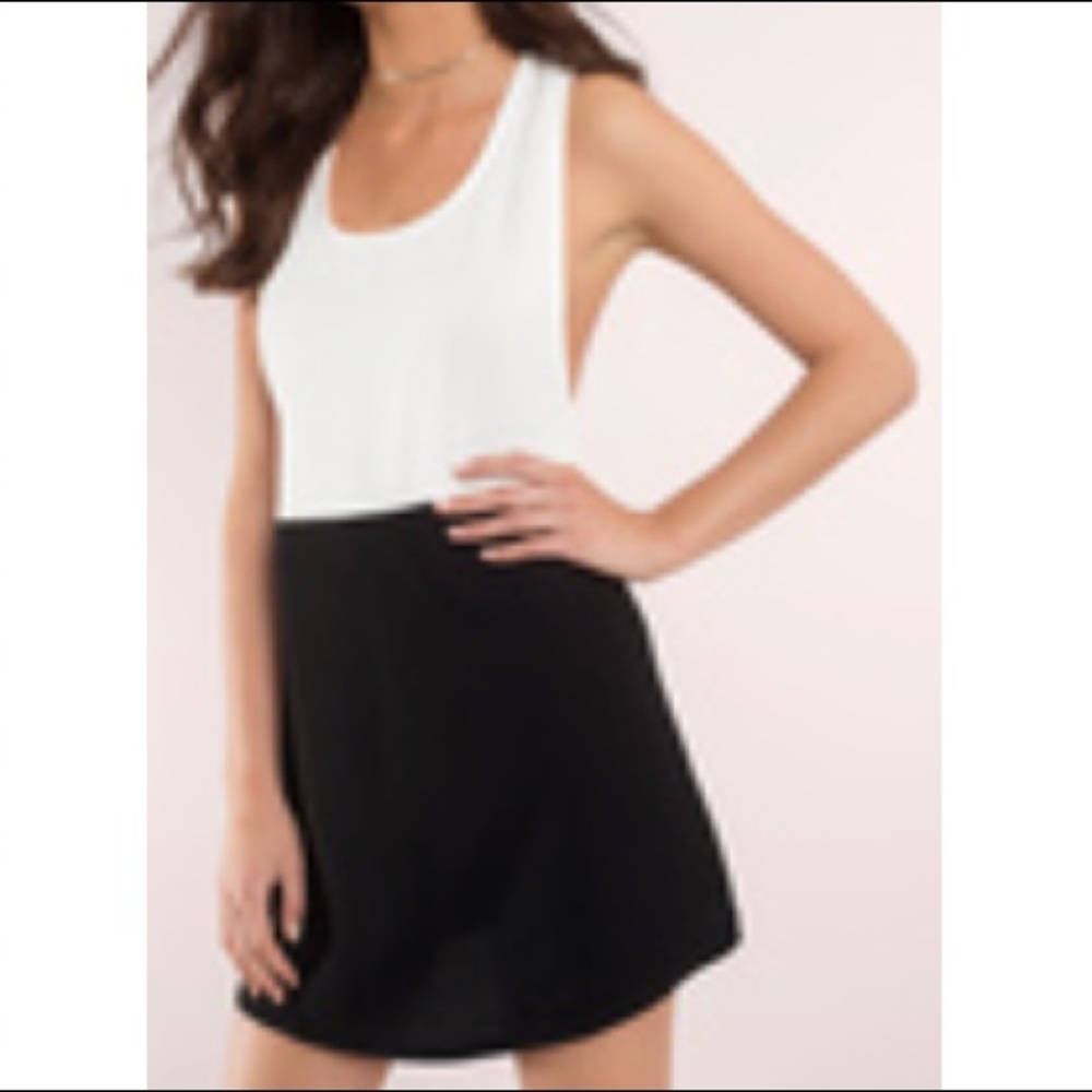 Colour block white and black mini dress